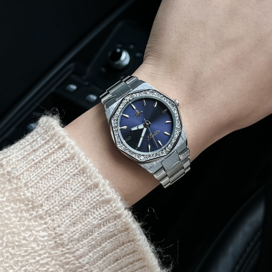 Edelstahl Achteckige Diamant Zarte Uhr
