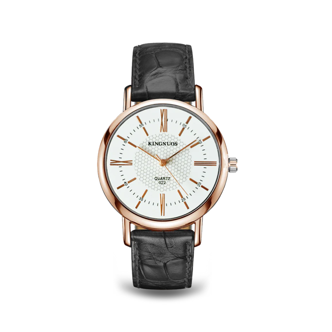 Leather Strap Quartz Wristwatch