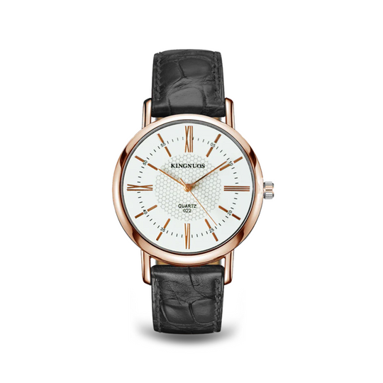 Leather Strap Quartz Wristwatch