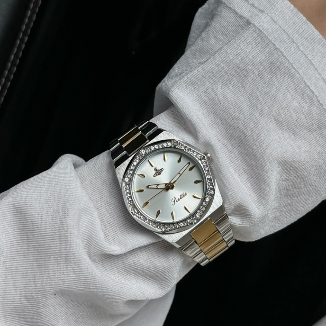 Edelstahl Achteckige Diamant Zarte Uhr