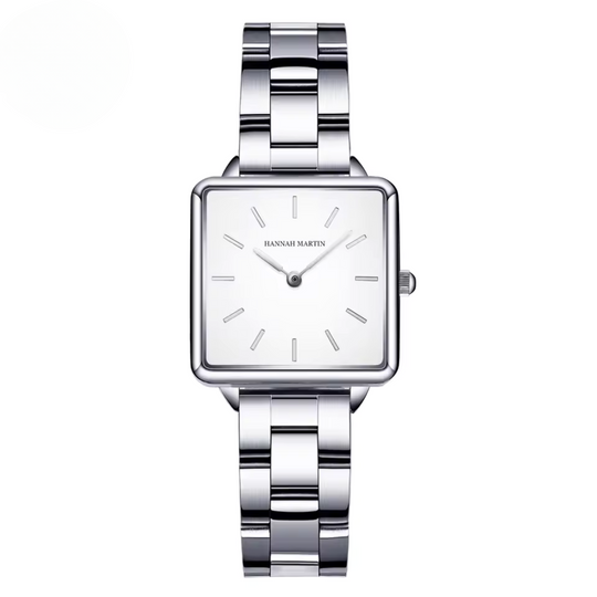 Montre à quartz carrée en acier inoxydable avec cadran or rose
