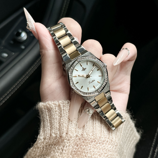 Edelstahl Achteckige Diamant Zarte Uhr