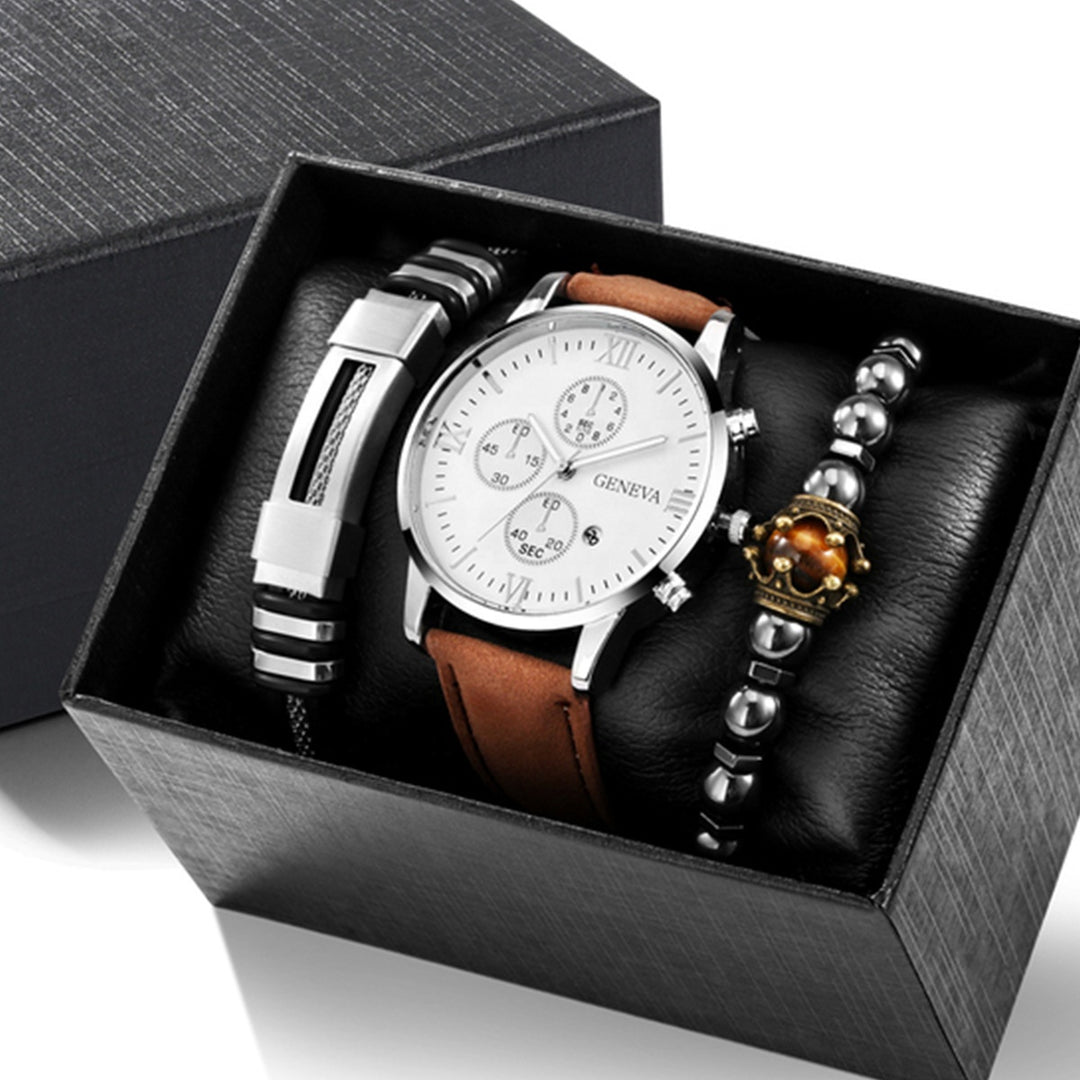Signature Quarz Lederuhr & Armband Set