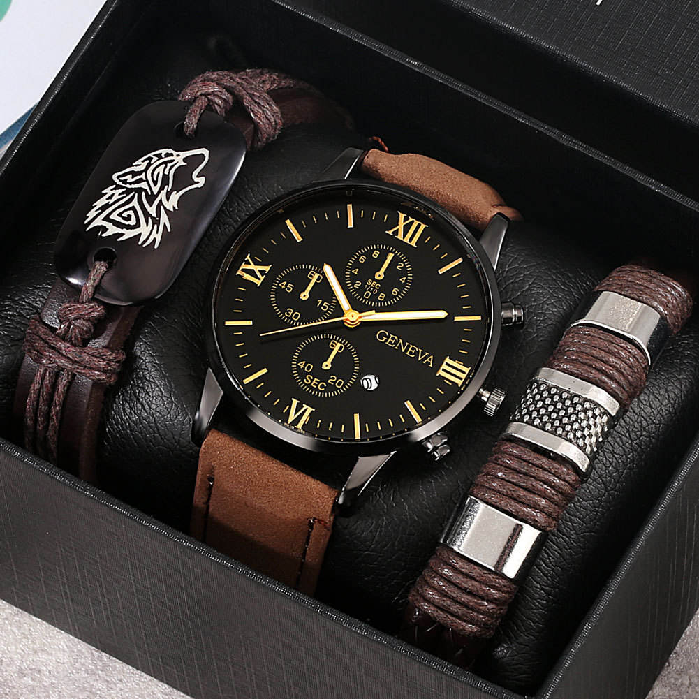 Modernes minimalistisches Uhren- und Armbandset