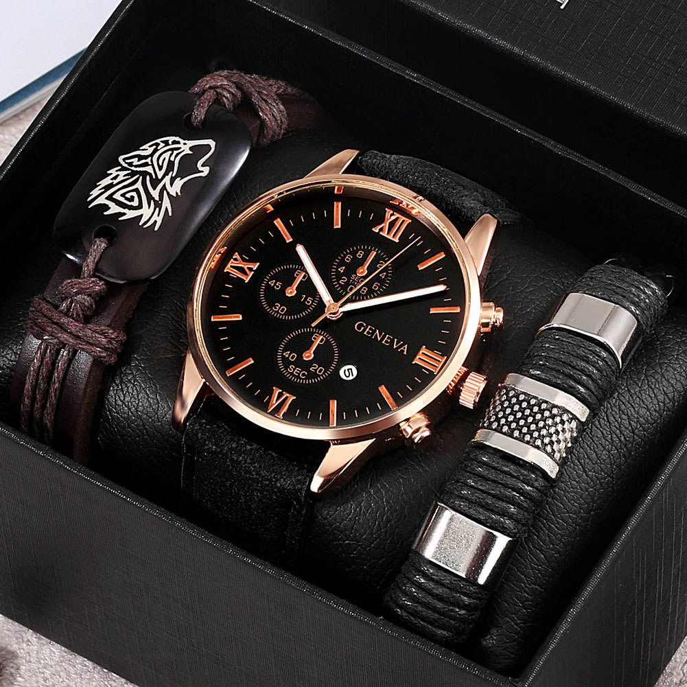 Modernes minimalistisches Uhren- und Armbandset