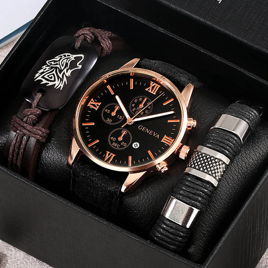 Modernes minimalistisches Uhren- und Armbandset