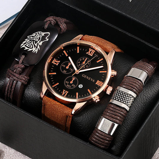 Modernes minimalistisches Uhren- und Armbandset
