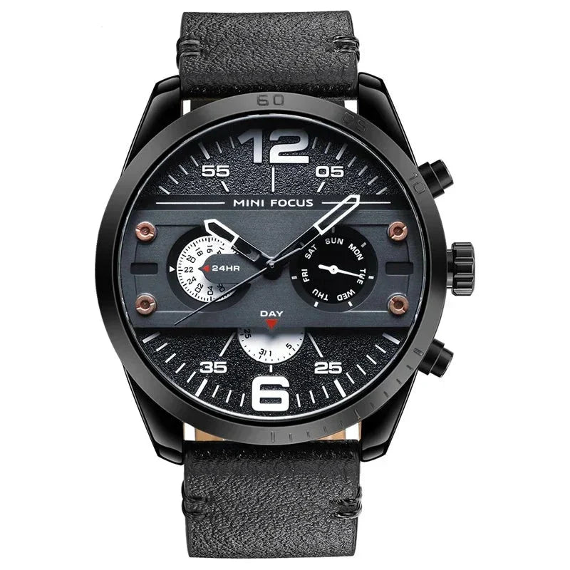 Luxus Lederarmband Quarz Chronograph Sportuhr