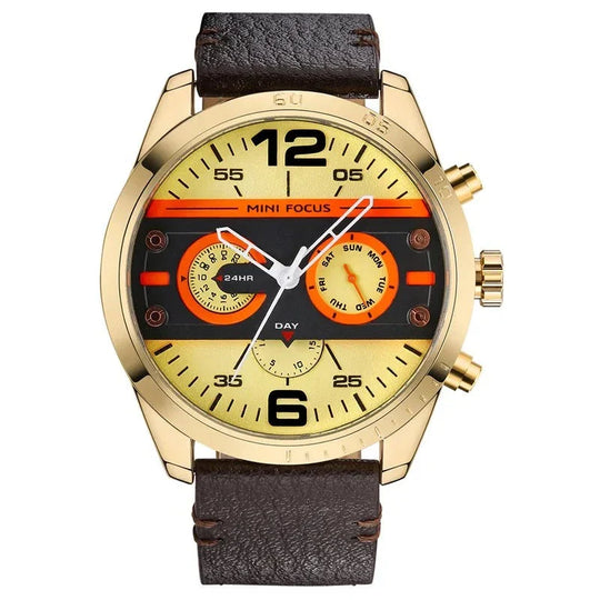 Luxus Lederarmband Quarz Chronograph Sportuhr