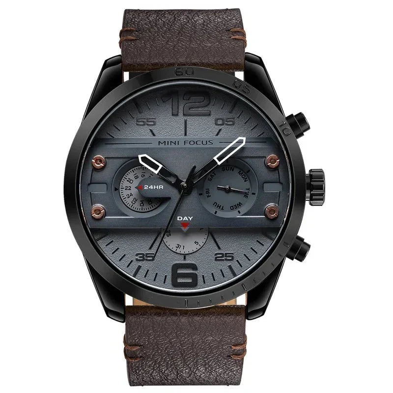 Luxus Lederarmband Quarz Chronograph Sportuhr