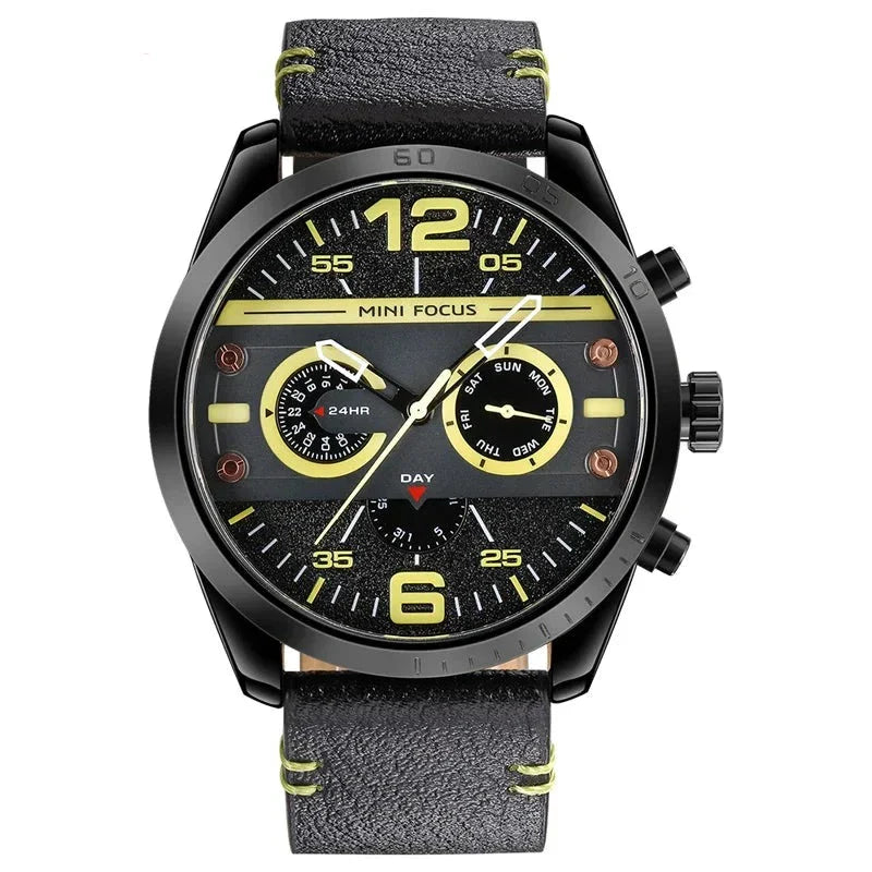 Luxus Lederarmband Quarz Chronograph Sportuhr
