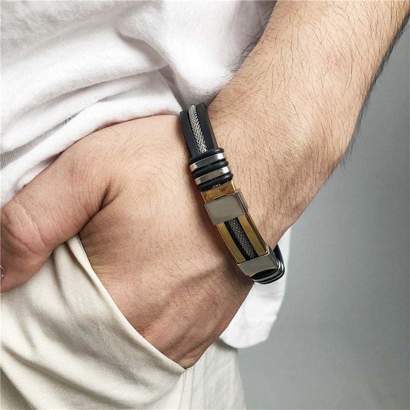 Ensemble montre en cuir quartz Signature et bracelet
