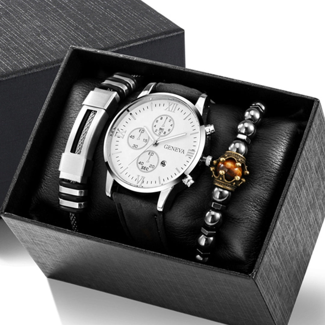 Signature Quarz Lederuhr & Armband Set