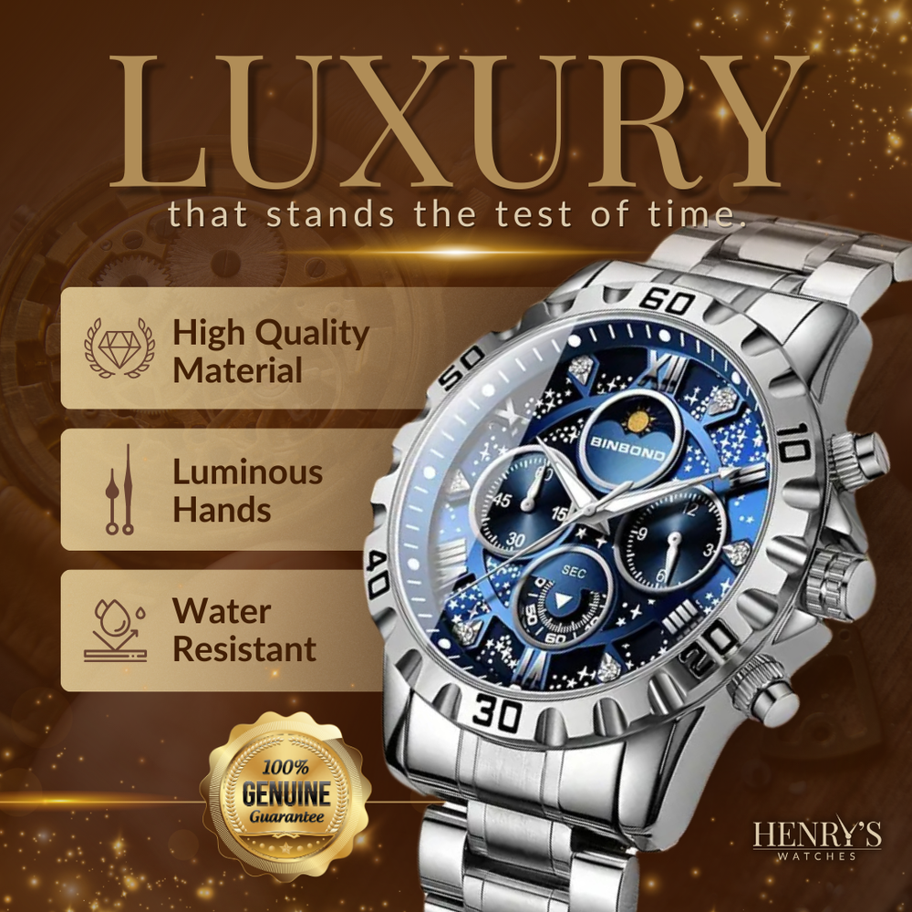 Luxury Chronograph Watch with Metal Band