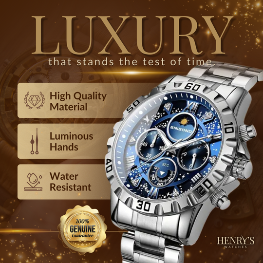 Luxury Chronograph Watch with Metal Band