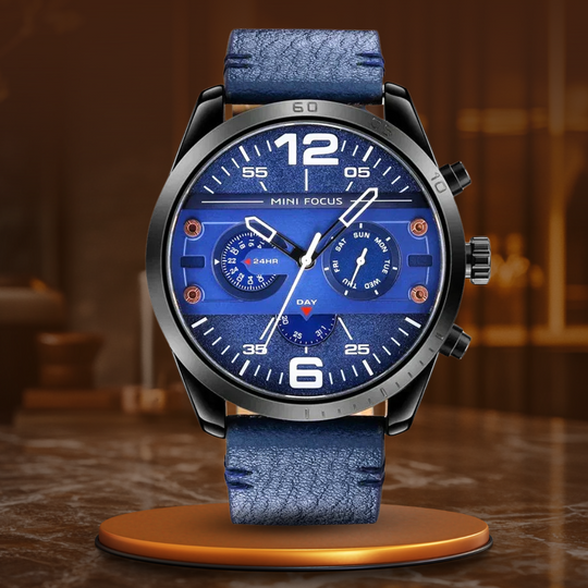 Luxus Lederarmband Quarz Chronograph Sportuhr