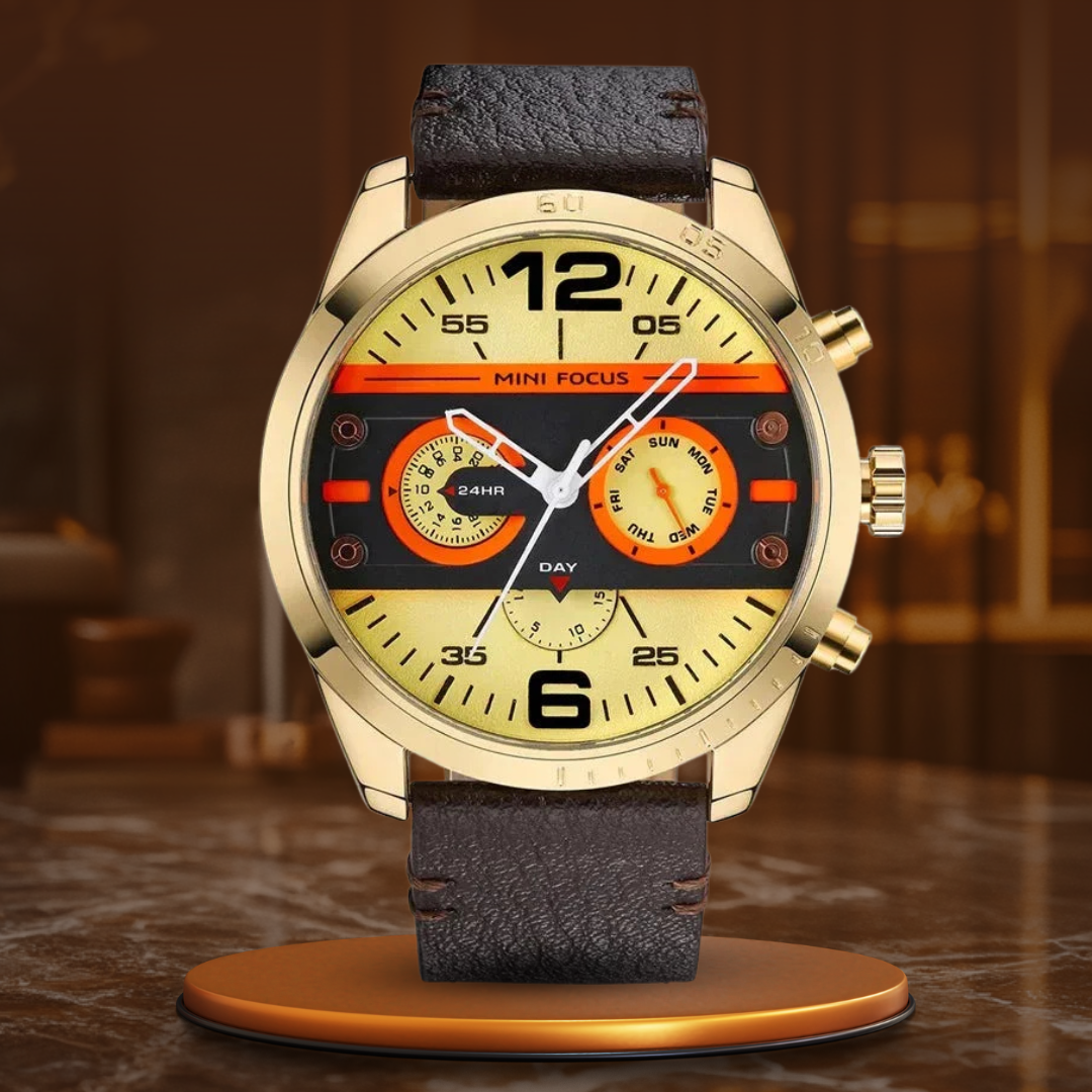 Luxus Lederarmband Quarz Chronograph Sportuhr