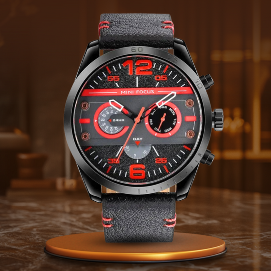Luxus Lederarmband Quarz Chronograph Sportuhr