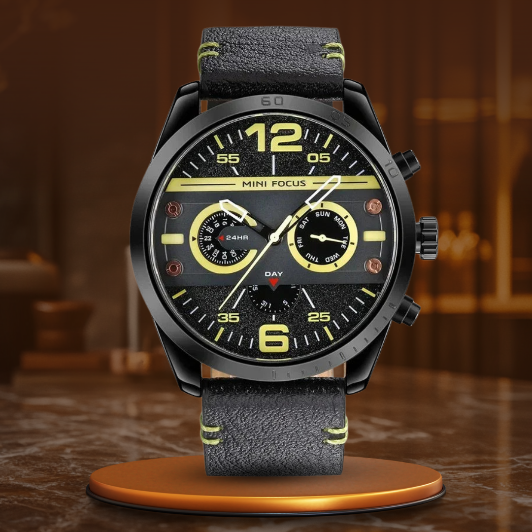 Luxus Lederarmband Quarz Chronograph Sportuhr