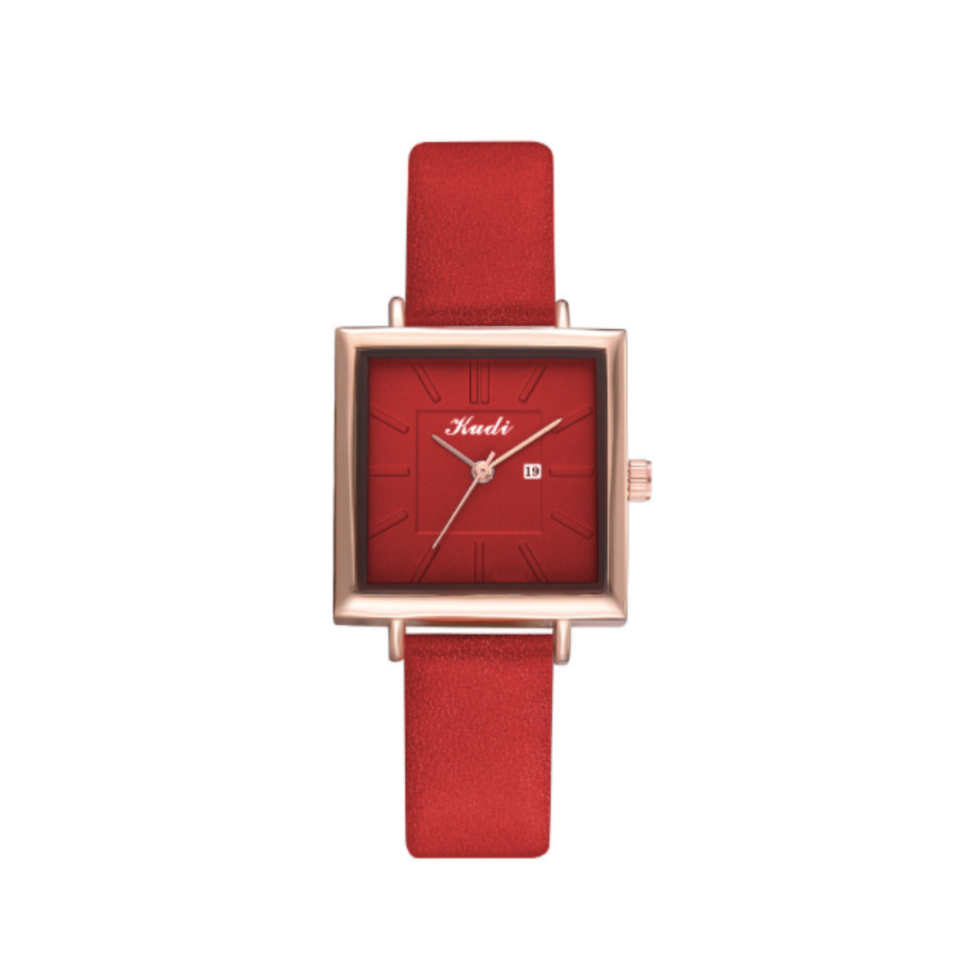 Elegante quadratische minimalistische Quarzuhr