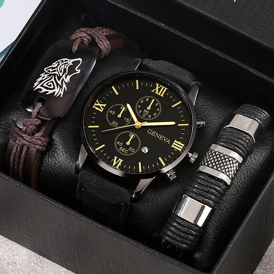 Modernes minimalistisches Uhren- und Armbandset
