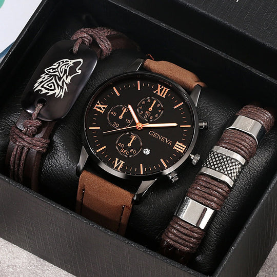 Modernes minimalistisches Uhren- und Armbandset