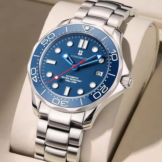 Montre mécanique argentée polyvalente décontractée