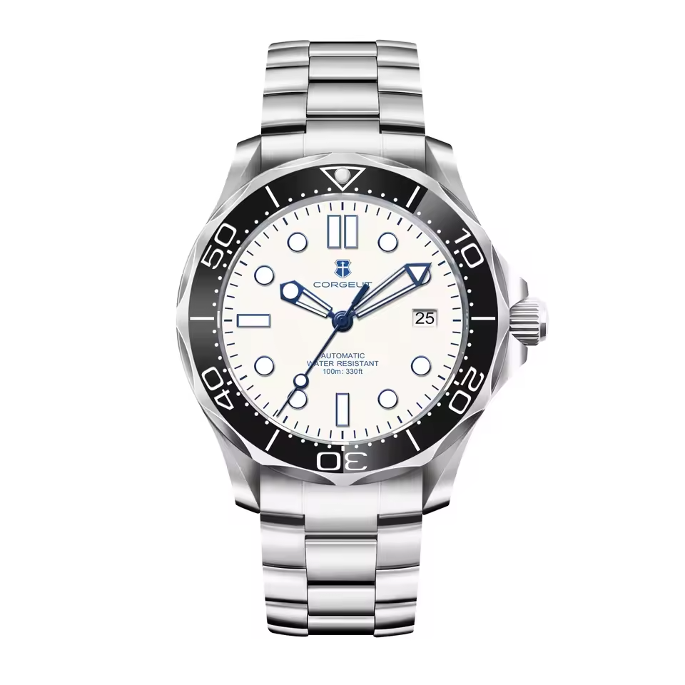 Montre mécanique argentée polyvalente décontractée