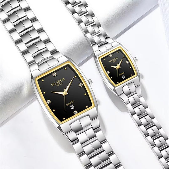 Quadrat Stil Quarz Paar Uhr