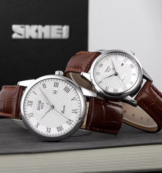 Klassische Leder Business Paar Uhr