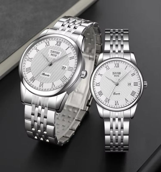 Klassische Leder Business Paar Uhr