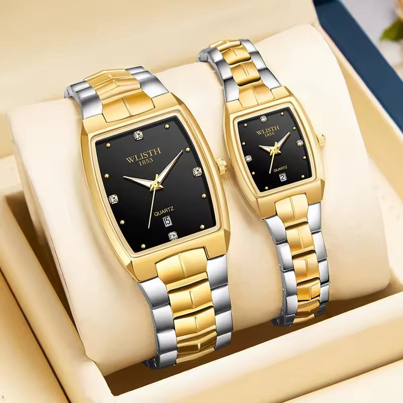 Quadrat Stil Quarz Paar Uhr