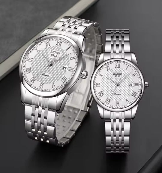 Klassische Leder Business Paar Uhr